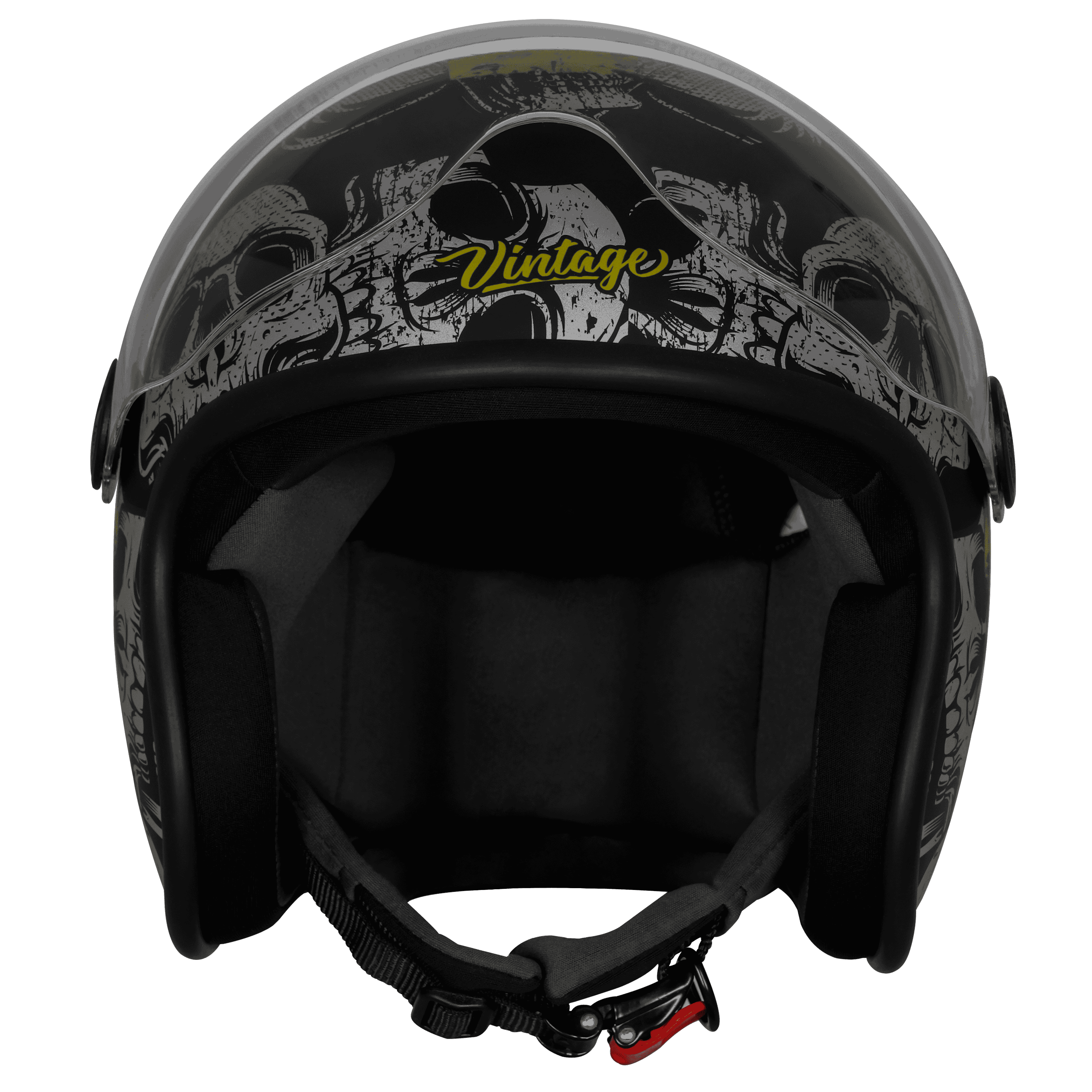 SBH-54 VINTAGE SKULL GLOSSY BLACK WITH NEON